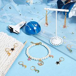 Alloy Enamel Star & Moon Pendant Locking Stitch Markers&nbsp;HJEW-AB00041