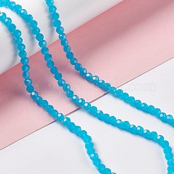 ファセット(32面)ガラスビーズ連売り  ラウンド  ディープスカイブルー  4mm  穴：1mm  約99~107個/連  14.09~15.43''（35.8~39.2センチメートル）&nbsp;GLAA-E037-03B-03