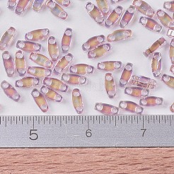 MIYUKIクォーターティラビーズ  日本製シードビーズ  2穴  (qtl256) 透明なスモーキーアメジスト ab  5x1.2x1.9mm  穴：0.8mm  約4800個/100g&nbsp;SEED-J020-QTL0256