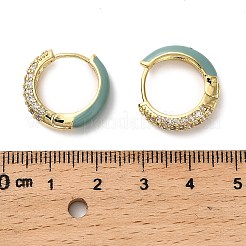 ブラスマイクロパヴェクリアキュービックジルコニアフープピアス  エナメル  リング  14KGP本金メッキ  17x6mm&nbsp;EJEW-P308-07G