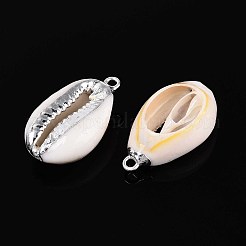 Electroplated Natural Cowrie Shell Pendants&nbsp;SSHEL-T017-36