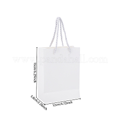 クラフト紙袋ギフトショッピングバッグ  ナイロンコードハンドル付き  長方形  ホワイト  12x5.8x16cm&nbsp;ABAG-E002-09B
