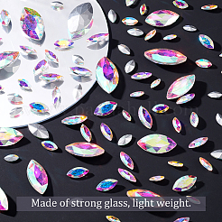 94Pcs 6 Style Pointed Back Glass Rhinestone Cabochons&nbsp;RGLA-FG0001-10