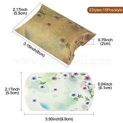 30Pcs 2 Styles Flower Printed Paper Pillow Gift Boxes&nbsp;CON-FS0001-21B