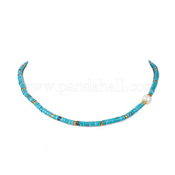 3Pcs 3 Styles Round Shell Pearl & Dyed Natural Magnesite & Pink Aventurine & Chinese Southern Jade Heishi Beaded Necklaces&nbsp;NJEW-JN05300