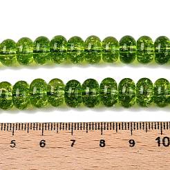 ベーキングペイント透明ガラスビーズ連売り  模造水晶  ロンデル  オリーブドラブ  10x6mm  穴：1.2mm  約65個/連  14.96インチ（38cm）&nbsp;DGLA-N005-12B