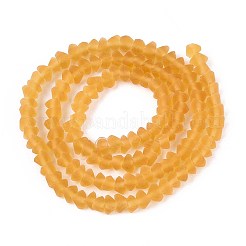 曇った透明ガラスビーズ連売り  三角形  ゴールデンロッド  3~3.5x4~4.5x4~4.5mm  穴：0.8mm  約121~131個/連  14.37~15.35インチ（36.5~39cm）&nbsp;GLAA-N016-4mm-24