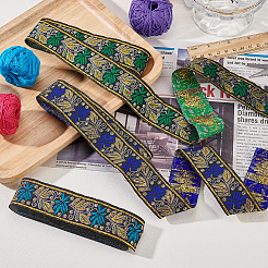 10.5m 3色 エスニック風 刺繍 ポリエステルリボン  花と葉の模様  ミックスカラー  1-1/8インチ（29mm）  3.5m /カラー&nbsp;OCOR-FG0001-67