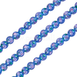 1連売りハンドメイドゴールドサンドランプワークビーズ連売り  花の丸  コーンフラワーブルー  10mm  穴：1mm  約40個/連  14.96''（38センチメートル）&nbsp;LAMP-TA0002-09H