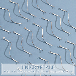 304ステンレススチールペンダント40個  ツイストバーチャーム  ステンレス鋼色  49x16.5x1mm  穴：2mm&nbsp;STAS-UN0060-38