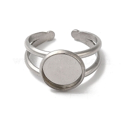 Non-Tarnish 304 Stainless Steel Cuff Ring Settings&nbsp;STAS-E202-02B-P