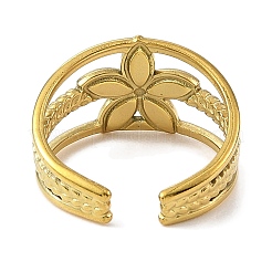 Flower 304 Stainless Steel Enamel Open Cuff Rings for Women&nbsp;RJEW-F166-21G-02