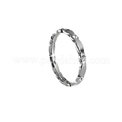 304ステンレススチールとクリスタルラインストーンの指輪  波  ステンレス鋼色  usサイズ7（17.3mm）&nbsp;WGEB17D-01