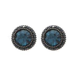 Flat Round Brass Micro Pave Cubic Zirconia Stud Earrings&nbsp;FS-WGEF433-01