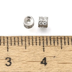 スターリングシルバーマイクロパヴェクリアキュービックジルコニアスペーサービーズ925個  コラム  プラチナメッキ  3x3mm  穴：0.8mm&nbsp;STER-U006-14P