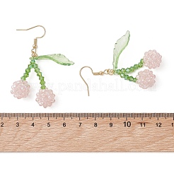 Cherry Glass Seed Beads & Acrylic Dangle Earrings&nbsp;EJEW-MZ00699-01