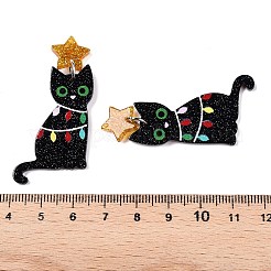 クリスマスをテーマにしたアクリルパーツ  鉄パーツ  猫の形  51x26x2mm  穴：1.2mm&nbsp;X-SACR-P023-B02