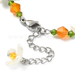 ガラス＆レジン＆アクリルフラワーチャームブレスレット  304ステンレススチールジュエリー  苺  7-1/4インチ（18.5cm）&nbsp;BJEW-JB09435-02