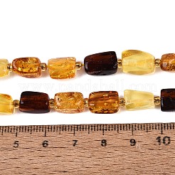 天然琥珀ビーズ連売り  長方形  シードビーズで  9~13x6~8x5~7.5mm  穴：0.6~0.7mm  約31個/連  15.35インチ（39cm）&nbsp;G-N371-14A-01