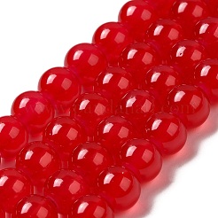 焼き絵用塗料、模造翡翠ガラス、丸ビーズの連  レッド  8.5~9mm  穴：1.5mm&nbsp;X1-DGLA-Q021-8mm-05