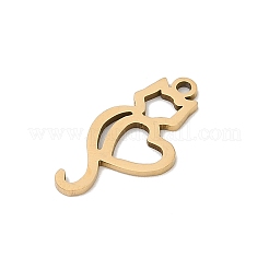ステンレスペンダント201個  猫の形のチャーム  18KGP本金メッキ  20x10x1mm  穴：1.4mm&nbsp;STAS-F316-22G-07