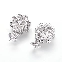 Long-Lasting Plated Brass Micro Pave Cubic Zirconia Peg Bails Pendants&nbsp;ZIRC-F063-19P