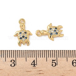 真鍮製マイクロパヴェキュービックジルコニアチャーム  ニッケルフリー  18KGP本金メッキ  カメ  14.5x9.5x2.5mm  穴：1.2mm&nbsp;X1-KK-C099-01K-G
