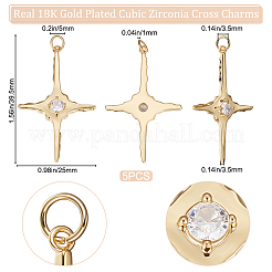 5Pcs Brass Micro Pave Clear Cubic Zirconia Pendants&nbsp;ZIRC-BBC0002-12