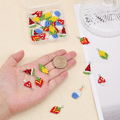 30Pcs 5 Styles Baking Paint Glass Seed Beaded Pendants&nbsp;FIND-CA0006-25