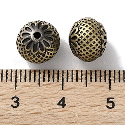 チベットスタイルのブラスビーズ  カドミウムフリー＆鉛フリー  ラウンド  アンティークブロンズ  9x8mm  穴：1.5mm&nbsp;KK-M284-46AB