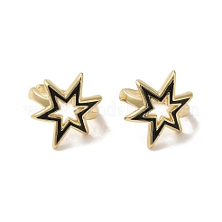 ラックメッキ真鍮エナメルスターカフイヤリング女性用  18KGP本金メッキ  ミックスカラー  13.5x15mm&nbsp;EJEW-C097-17G