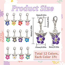 Flower Polymer Clay Pendant Locking Stitch Markers&nbsp;HJEW-SC00077