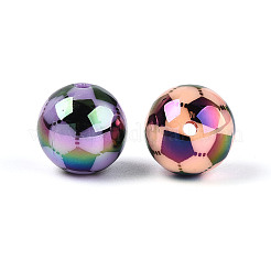 UVメッキ不透明アクリルビーズ  虹色の  サッカー  ミックスカラー  15.5mm  穴：2.2mm&nbsp;PACR-N016-02