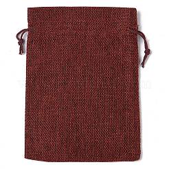 クリスマステーマのジュート布収納バッグ  長方形巾着袋  ファイヤーブリック  サンタクロース  18x13x0.4cm&nbsp;ABAG-F010-01B-07