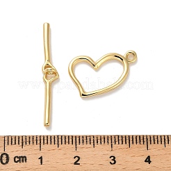 真鍮製マンテル  カドミウムフリー＆ニッケルフリー＆鉛フリー  ハート  18KGP本金メッキ  ハート：20x20x2mm  穴：1.6ミリメートル;バー：4.5x31x4.5ミリメートル&nbsp;KK-H496-09G