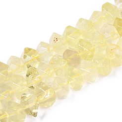 天然レモンクォーツ（加熱）ビーズ連売り  ナゲット  多面カット  7~8x10~14x10~14mm  穴：1mm  約25~28個/連  7.48~7.87''（19~20センチメートル）&nbsp;G-N327-05-25