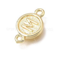 Brass Disc with Initial Links Connector Charms&nbsp;KK-E802-36G-M