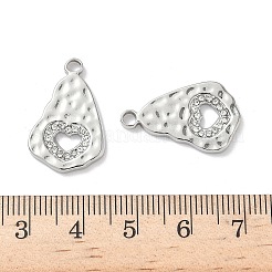 304ステンレスペンダント  ラインストーン付き  ハート  ステンレス鋼色  23x14.5x2mm  穴：2mm&nbsp;STAS-H483-20P