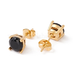 6 Pairs Cubic Zirconia Flat Round Stud Earrings&nbsp;EJEW-G291-04A-M