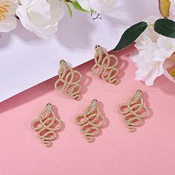 5個真鍮マイクロパヴェキュービックジルコニアペンダント  ヘビ  ゴールドカラー  35x24x2.5mm  穴：2x3mm&nbsp;ZIRC-SZ0002-99