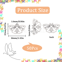チベット風アロイペンダント50個  中空  蛾のチャーム  アンティークシルバー  22x36x1mm  穴：1.6mm&nbsp;FIND-SC0005-25