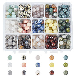 375Pcs 15 Style Natural Mixes Gemstone Round Beads&nbsp;G-NB0002-90