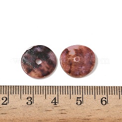 スプレー塗装された天然アコヤ貝のディスクチャーム  ライラック  14.5x1.5~2.5mm  穴：1.5mm&nbsp;SHEL-K006-64