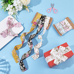 2Sets 2 Styles Polyester Flower Printed Ribbon&nbsp;OCOR-CY0004-52