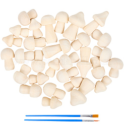 プラスチックマイクロディテールペイントブラシ  未完成の木製のキノコの飾り  古いレース  2.1x1.3x0.2cm&nbsp;DIY-CP0012-57