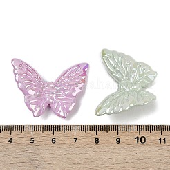 UVメッキ不透明アクリルビーズ  虹色の  蝶  ミックスカラー  27x37x8mm  穴：2mm&nbsp;MACR-L007-02C