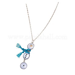 Alloy with Glass Christmas Snowman with Cord Scarf Pendant Necklaces&nbsp;FS-WGC7B44-01
