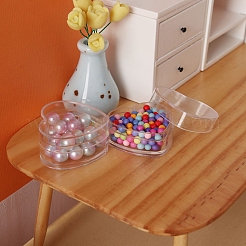 プラスチック収納ボックス  ミニチュア装飾品  ガーデンドールハウスアクセサリー  ハート  透明  31x15mm&nbsp;PW-WG57495-01