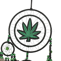 Maple Leaf Woven Net/Web with Feather Hanging Suncatchers&nbsp;HJEW-F024-01