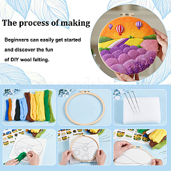 Flower Hanging Painting Needle Felting Kit for Beginners&nbsp;DIY-WH0304-983